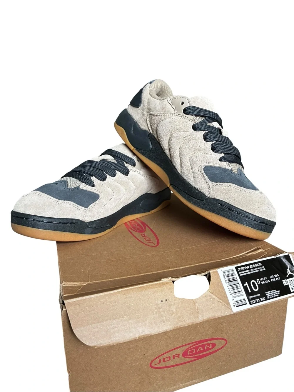 Jordan Session Athletic Lace-Up Low Top Khaki/Anthracite/Gum Sz 10.5 men NEW